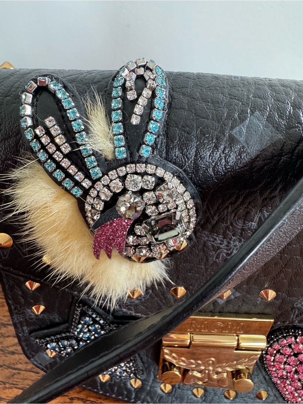 MCM Patricia Embellished Black Leather Crossbody/Shoulder Bag - Limited Edition - Picture 3 of 10